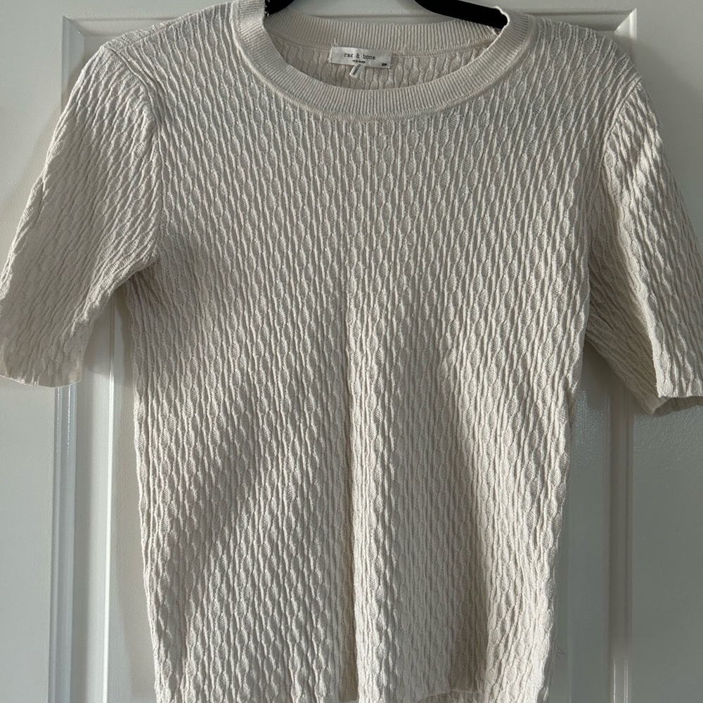 rag & bone Cream Textured Short-Sleeve Knit Top